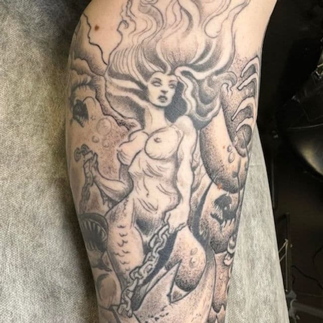 Custom tattoo by Trevor Trentine at Rising Tiger Tattoo in Brunswick, Ohio