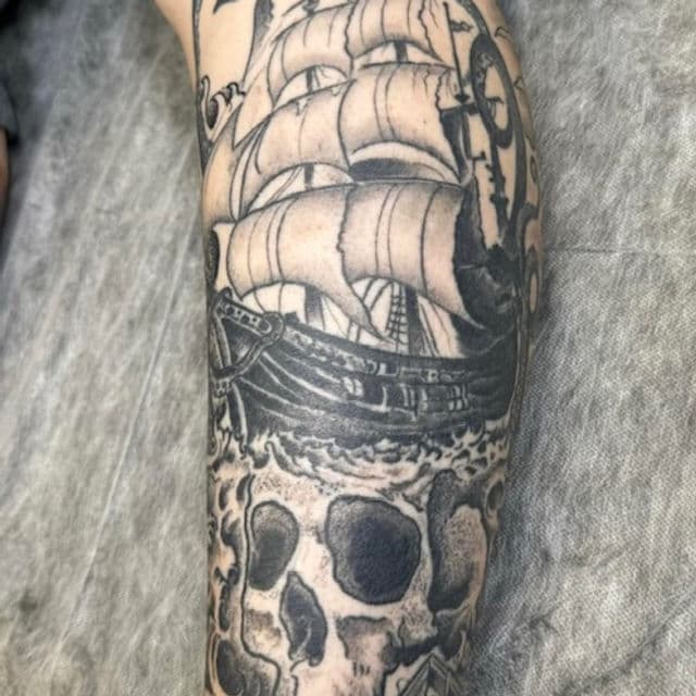 Custom tattoo by Trevor Trentine at Rising Tiger Tattoo in Brunswick, Ohio